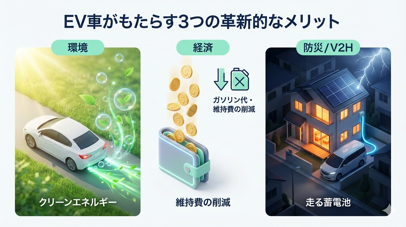 EV車の3軸のメリット環境・経済・防災