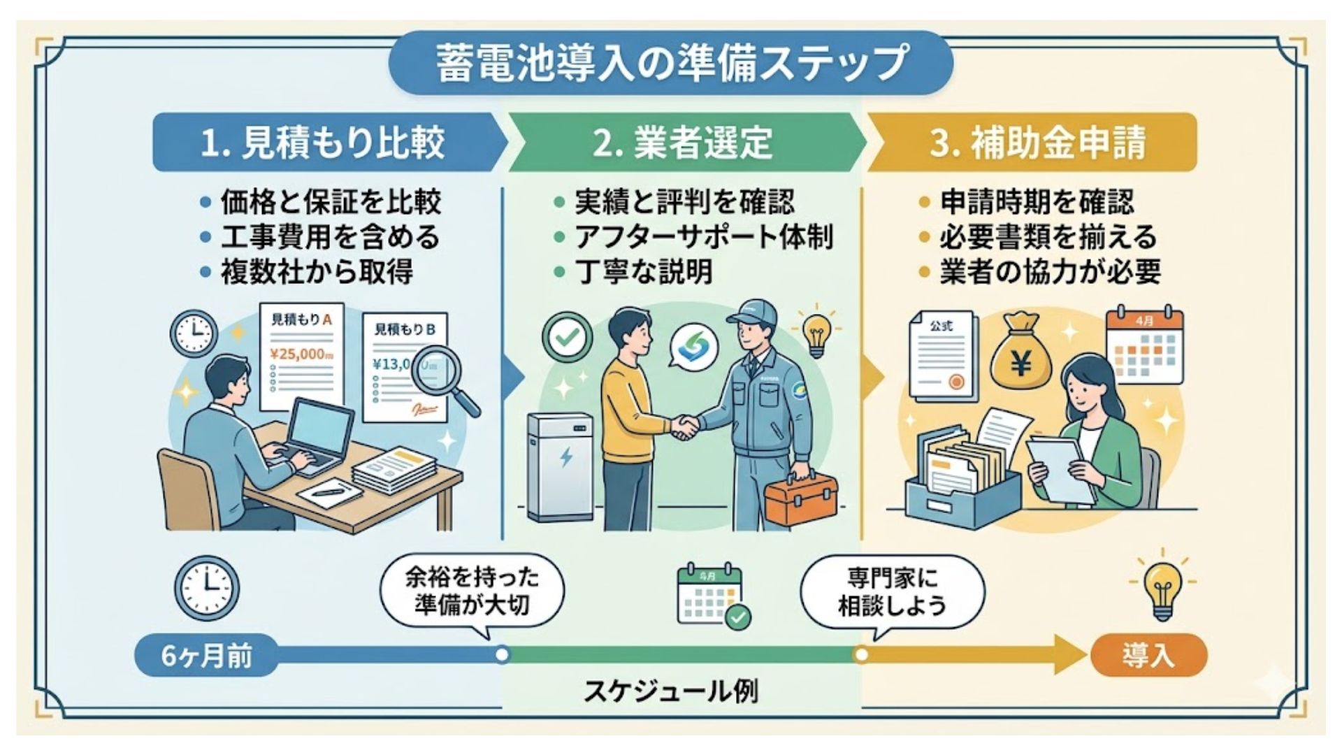 6〜12ヶ月前からの準備が必須