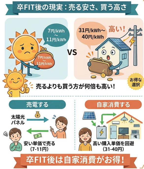 卒FIT後の売電と自家消費のイメージ