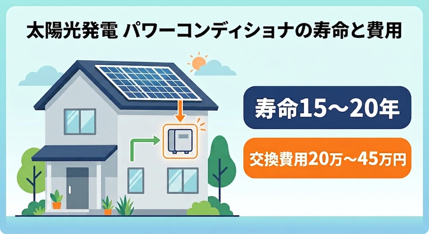 パワーコンディショナの交換費用20万〜45万円と寿命15〜20年を解説する記事のアイキャッチ画像